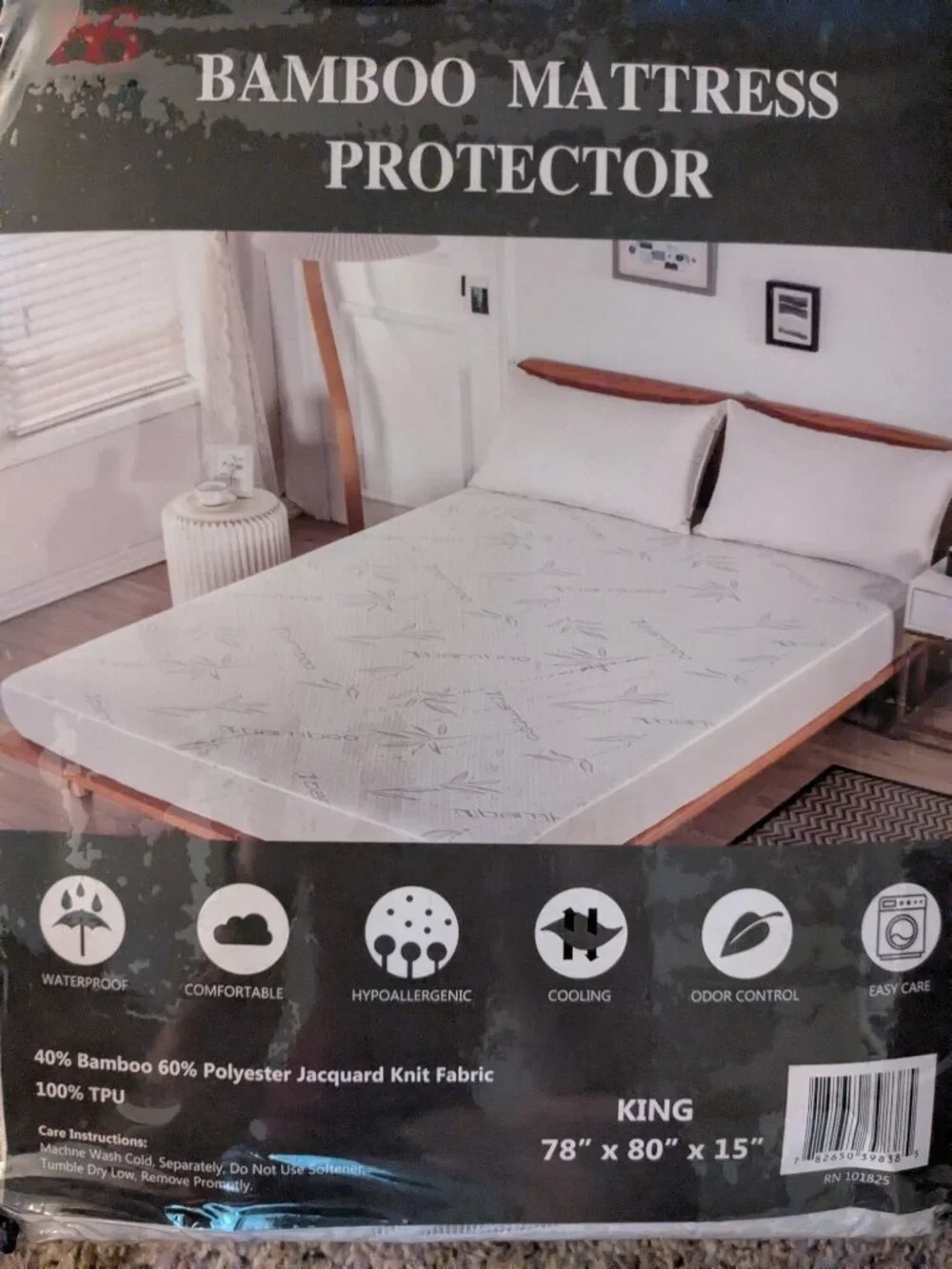 Bibb Home Premium Bamboo 100% Waterproof Mattress Protector